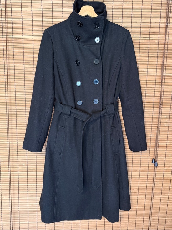Converse Jackets & Blazers - Converse Black Double-Breasted Belted Long Pea Coat